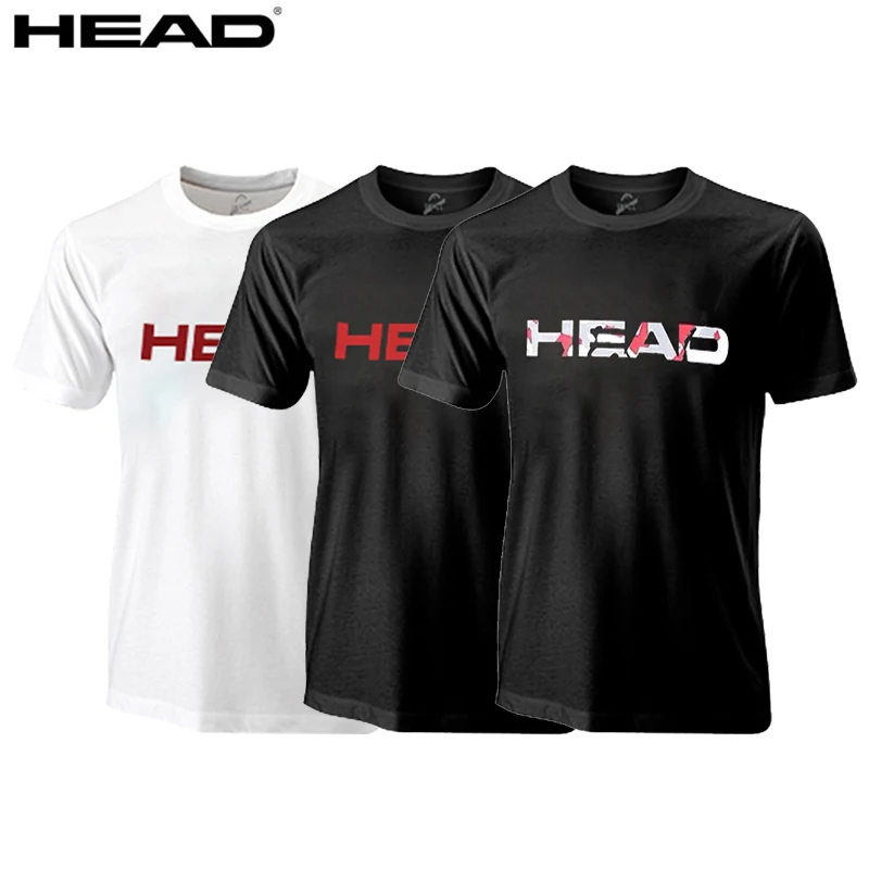 Men Women Unisex HEAD Cotton Spandax Tennis T-Shirt Short-sleeved O-Neck Sport T-Shirt Breathable Sweat-absorbent Tenis Gym Coat