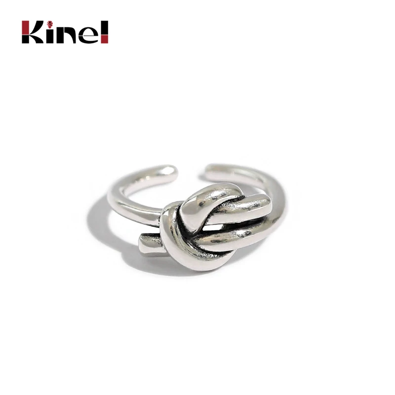

Kinel Genuine 925 Sterling Silver Retro Knot Rings for Women Girls Female Finger Jewelry Birthday Gift for Best Friend 2020 New