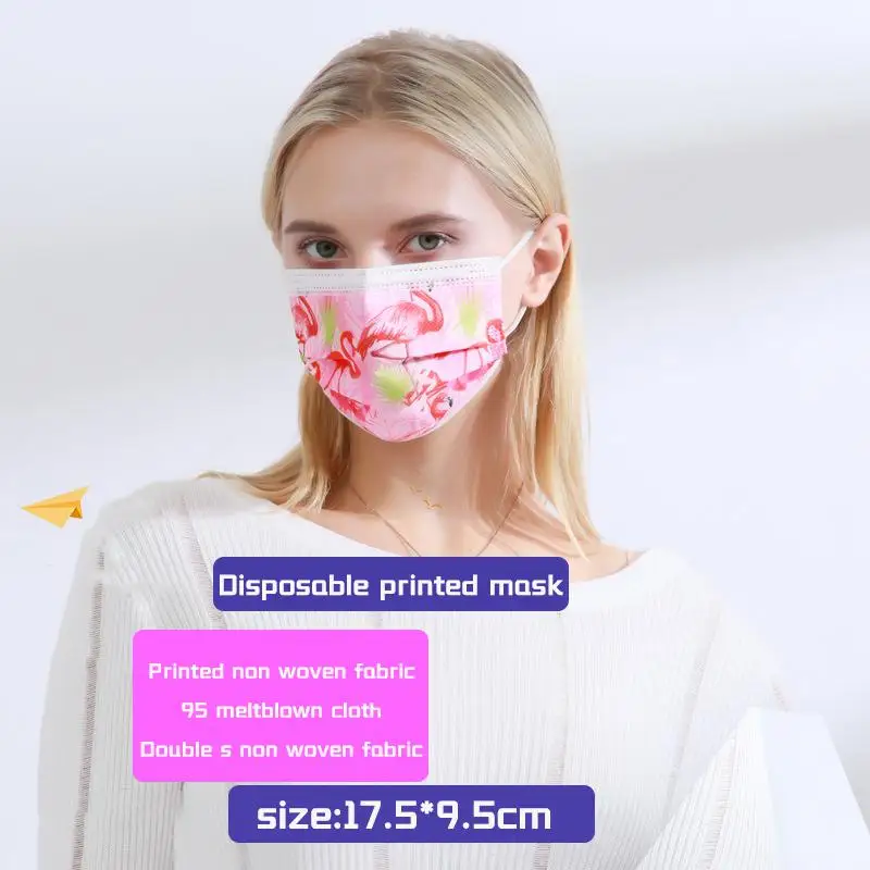 

10pcs/50pcs/100pcs Disposable Mask 3-layer Dustproof Filter Breathable Hanging Ear Type Printing Adult Mask