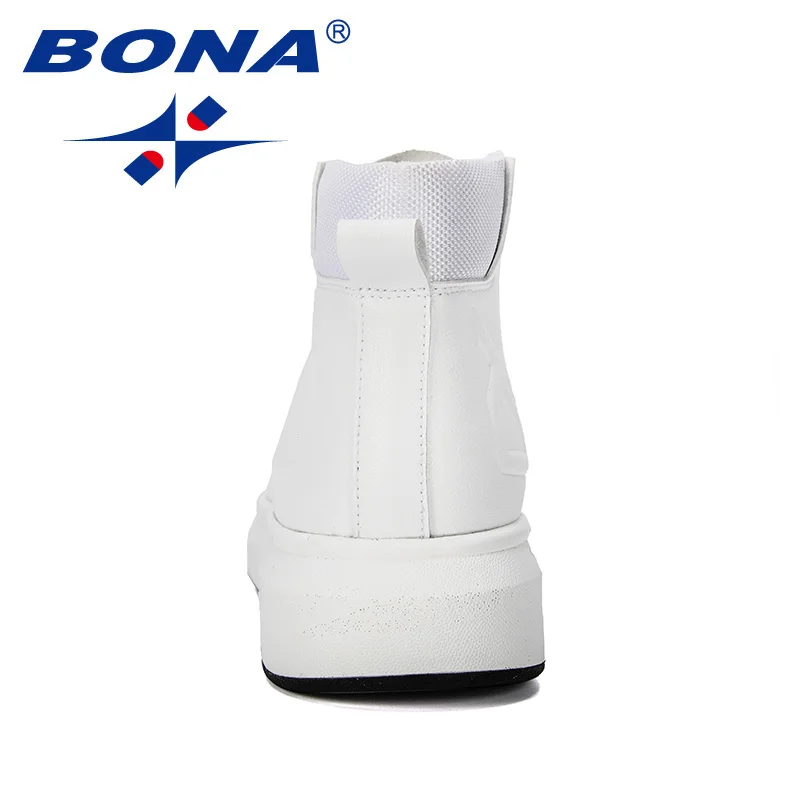 BONA/ Новые популярные мужские вулканизированные туфли мужские высокие короткие плюшевые модные кроссовки на шнуровке уличная однотонная мужская обувь
