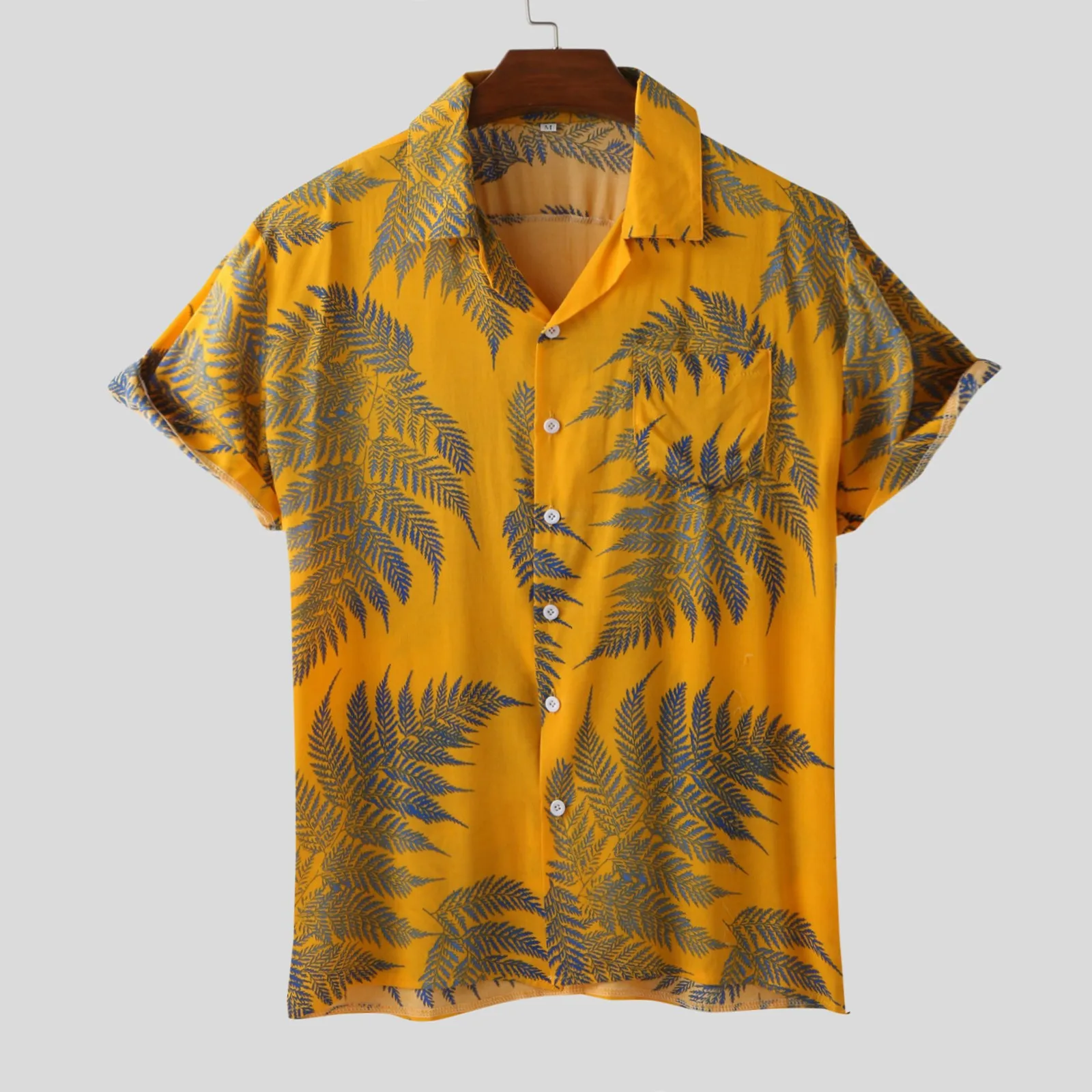 

Linen Short Sleeve Shirt Men Summer Floral Loose Baggy Casual Hawaii Holiday Beach Shirt Tee Tops Buttons Blouse Hawaiian Shirts