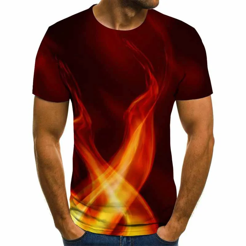 

2021 new flame men's T-shirt summer fashion short-sleeved 3D round neck top T-shirt men's shirt T-shirt