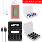 Аккумуляторы 1,5 в, AAA, 1,5 МВтч, литий-ионные, AA, 2A, для игрушек, камер, фонариков и зарядного устройства в