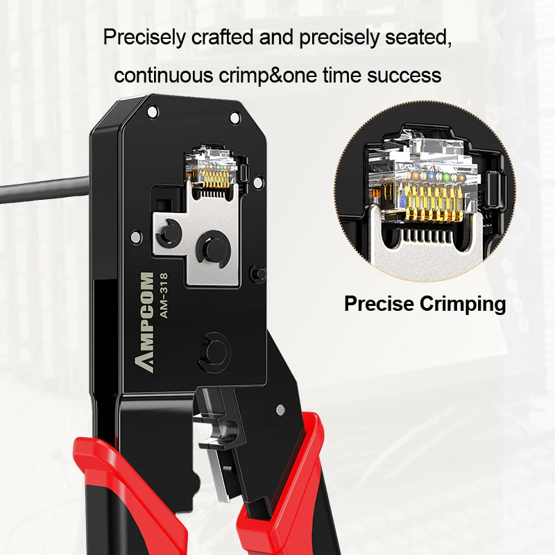 AMPCOM Ratcheting Rj45/RJ11 Crimp Tool 8P/RJ45 6P/RJ12 RJ11 Cat5e Cat6 Crimping Rj45 Crimper Cut Clamp Strip | Инструменты