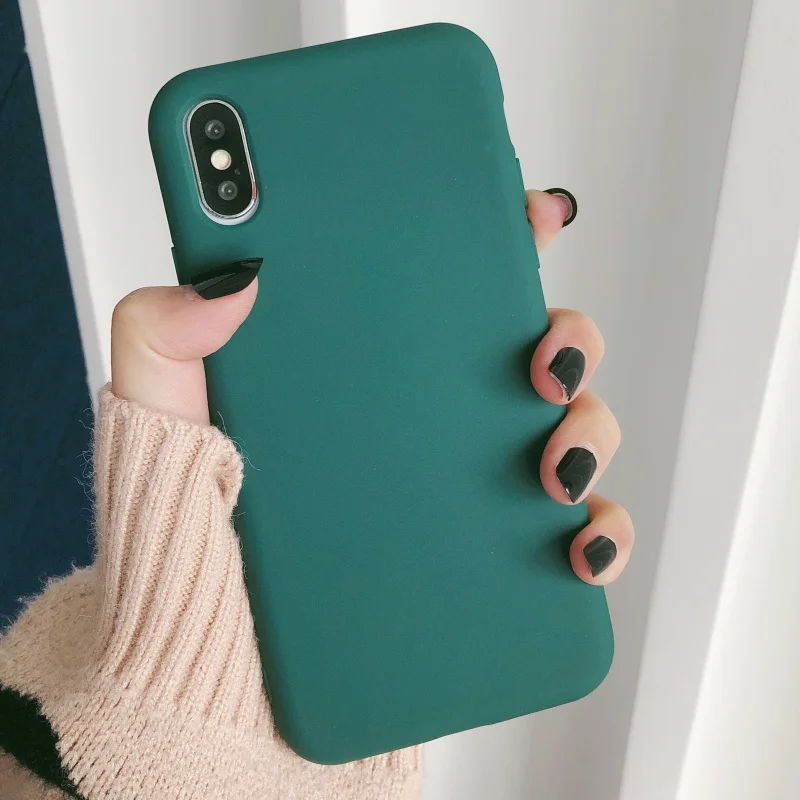 Dark green Модные туфли леденцового цвета, красный, синий, цвет красного вина, чехол для iphone 11 Pro XS MaX XR X Мягкий ТПУ зеленого цвета для iphone 6 7 8 плюс задняя крышка Капа - Цвет: Dark green