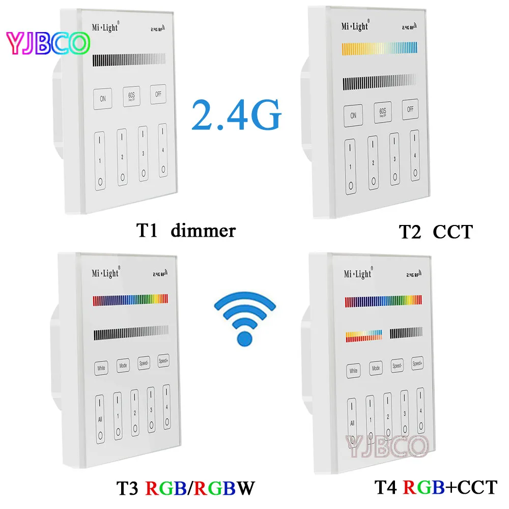 Умная сенсорная панель Miboxer 2 4G T1/T2/T3/T4 4-Zone светодиодный диммер с контроллером