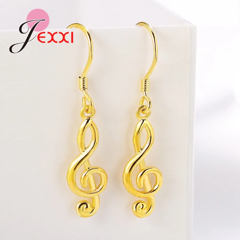 

New Fashionable Girl Music Notation Hook Eardrops Earrings Lady Women Danglers Beautiful Plain 925 Silver Bijoux Jewelry