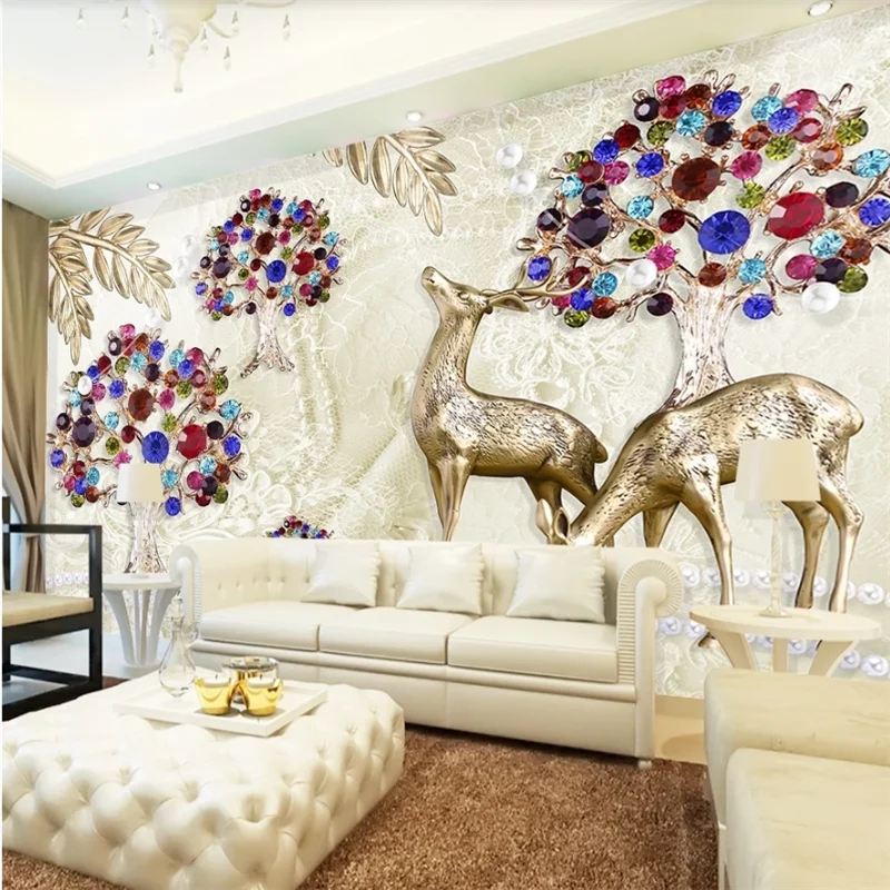 Обои на заказ 3d обои ювелирное изделие дерево Фортуны металл лось стерео ТВ