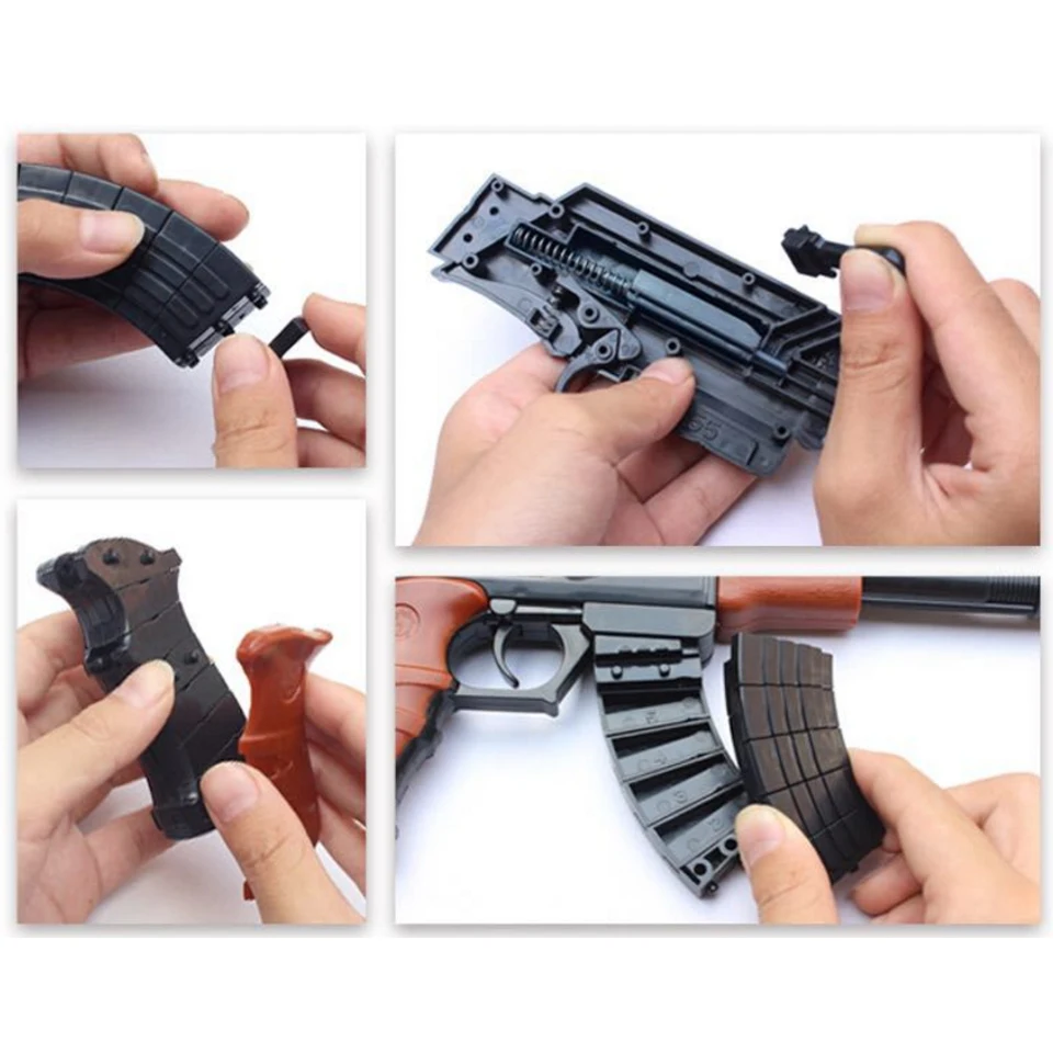 Строительные блоки AK 47 28 см пистолет из пластика в сборе военная винтовка оружие