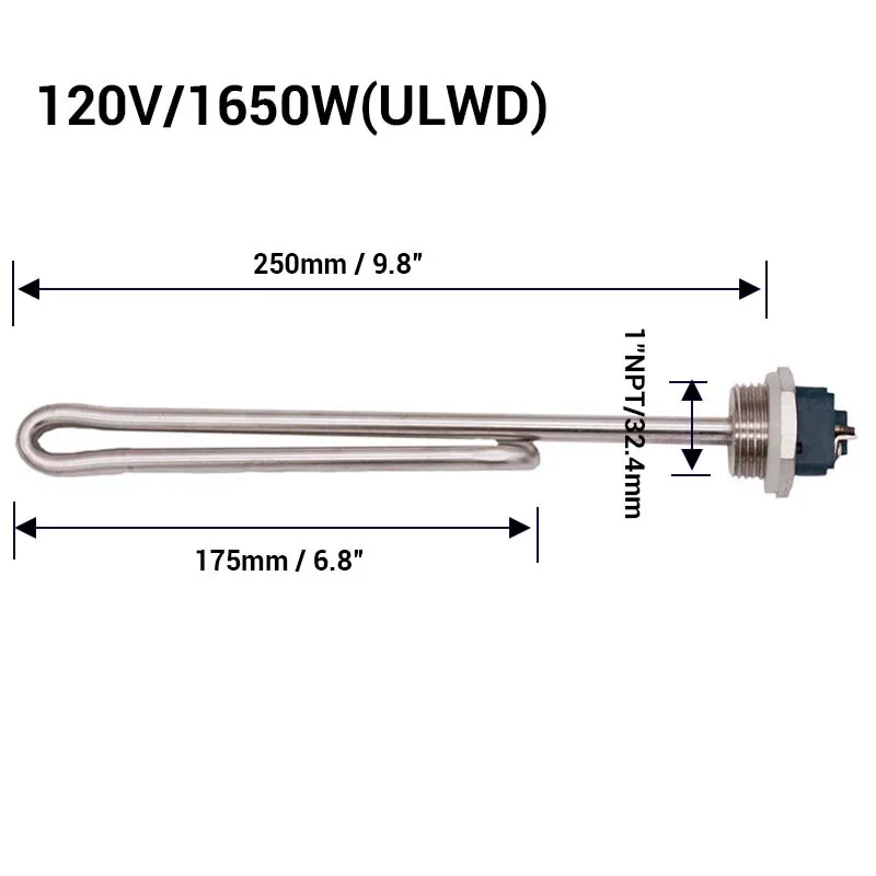 120 V/1650 Вт Foldback Нагревательный элемент 25 см ULWD 304 Нержавеющая сталь домашний пивной DIY Электрический пивоваренный завод