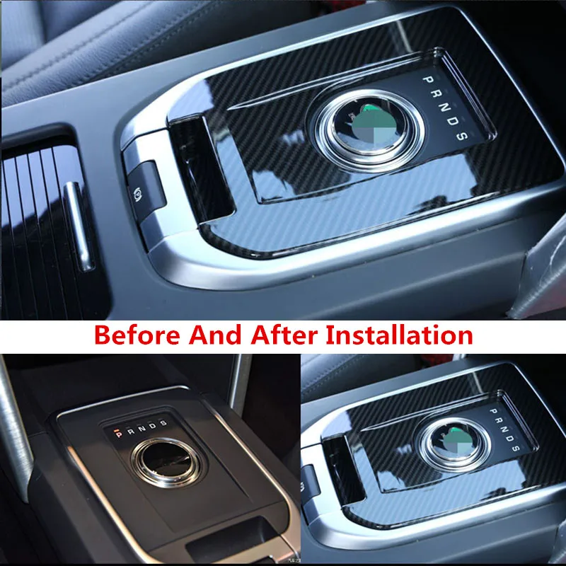 

ABS carbon fiber color Car Water Cup Holder Gear Shift Panel Cover For Land Rover Discovery Sport 2015-2019 Car Styling