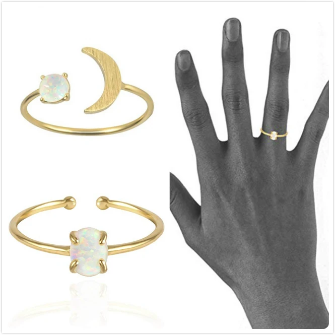 Женское Обручальное Кольцо Fire Opals регулируемое кольцо с золотым и лунным камнем в