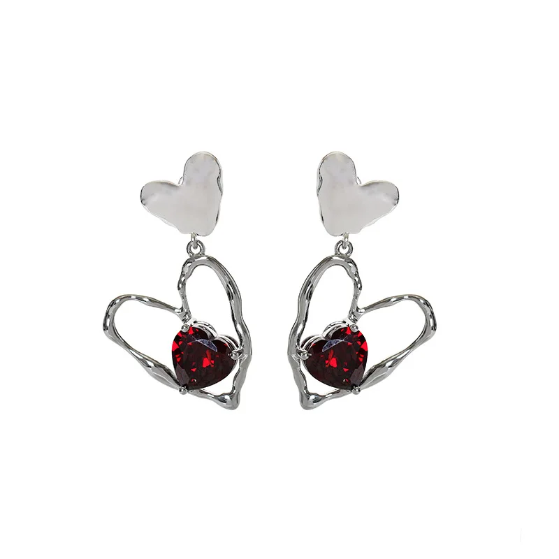 

18K Gold Earrings Bracelate Necklace Heart Sweet Cool Jewerly Dimond Hiphop Rock Accessories for Girls Women Birthday Party Gift