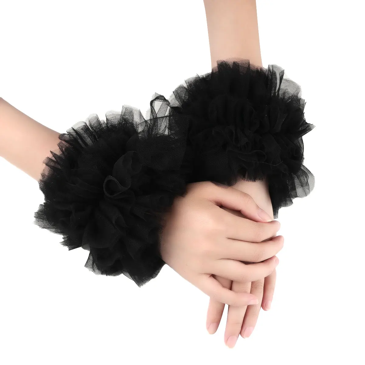

Wedding Wrist Cuffs Party Handmade Ruffled Tulle Bracelet False Sleeves Wrist Cuffs Photo Props Dancing Costume Accessories