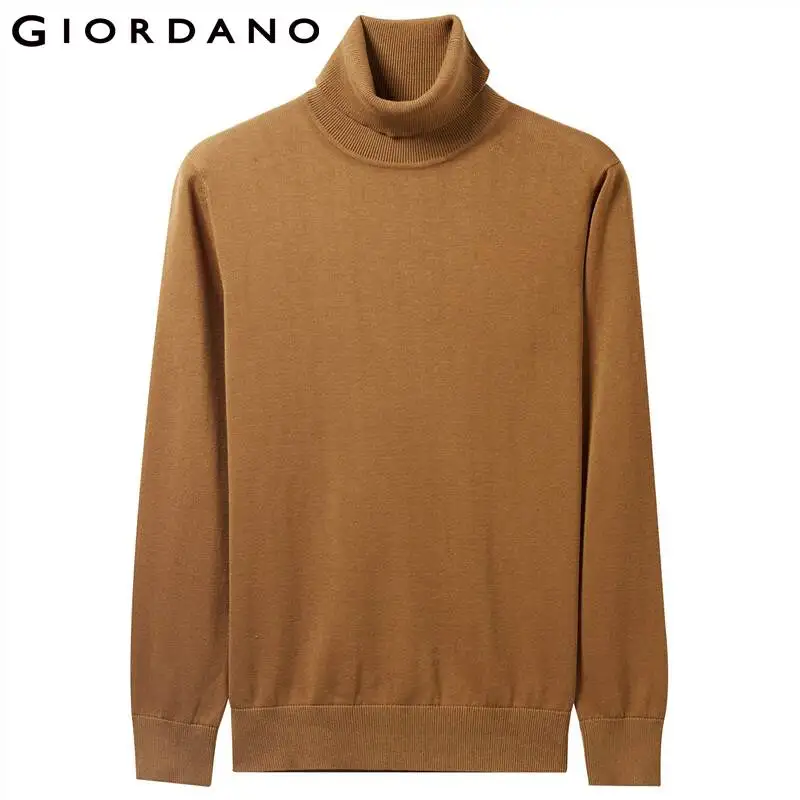 Giordano мужской джемпер с круглым высоким воротом,из натурального хлопка