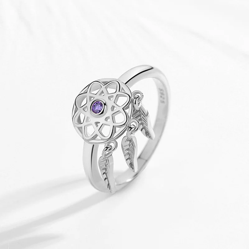 Женское кольцо с подвеской ловец снов из серебра 925 пробы|Кольца| |