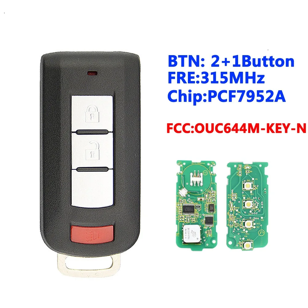 

XNRKEY 2+1 Button Smart Remote Key Fob 433Mhz FSK PCF7952 for Mitsubishi Lancer Outlander ASX