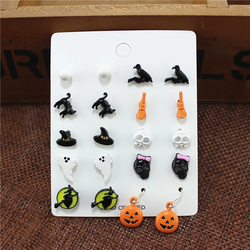 Набор модных сережек XQ на одну карту новинка ювелирные изделия Хэллоуин для