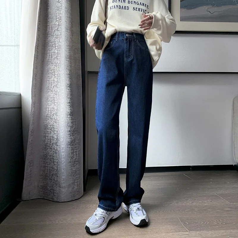 

Fdfklak 2022 New Spring High Waist Slim Straight Pants Jeans Chic Streetwear Female Casual Fashion Jeans Trousers XXL