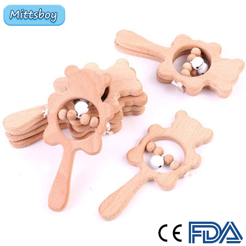 

15*7 мм детский Прорезыватель для зубов, животные, молярная игрушка, Буковый медведь, искусственная деревянная варежка, Прорезыватель для мал...