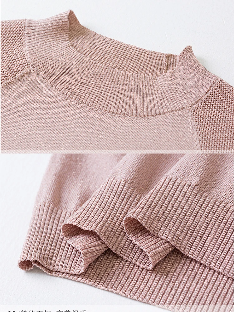 

Fashionable women's high-quality ice silk knit sweater top in 2020, solid color thin bottoming streetwear women h0058