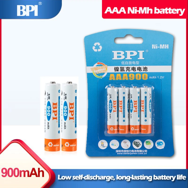 4 шт. аккумуляторные батарейки BPI 1 2 в AAA 900 мАч|Перезаряжаемые батареи| |