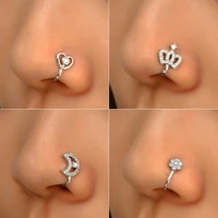 creative 1 piece crown nose ring rock hip hop punk copper inlaid zircon stars love nose ring fashion men%e2%80%99s and women%e2%80%99s jewelry