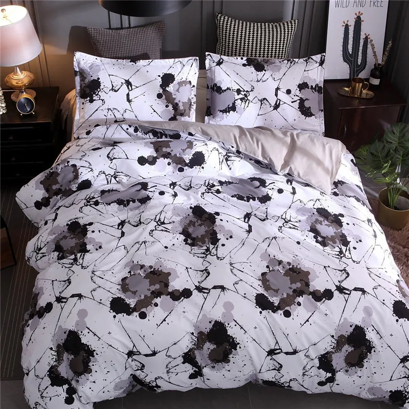 

Black & White Color European Style Marble Texture Bedding Sets Single Full Double King Queen Duvet Cover Sets