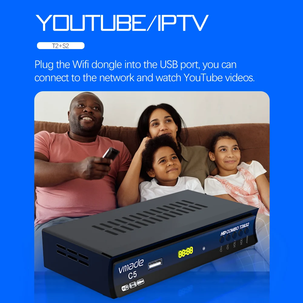 Vmade 2021 комбо DVB T2 S2 цифровой ТВ тюнер Декодер каналов кабельного телевидения