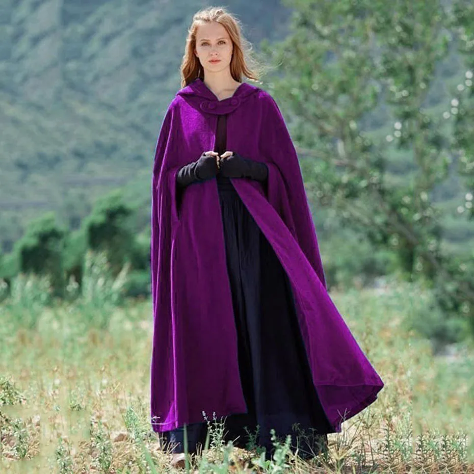

Women Cashmere Shawl Medieval Outwear Irregular Hooded Cloak Thin Vintage Gothic Cape Poncho Casual Maxi Long Cardigan Coats