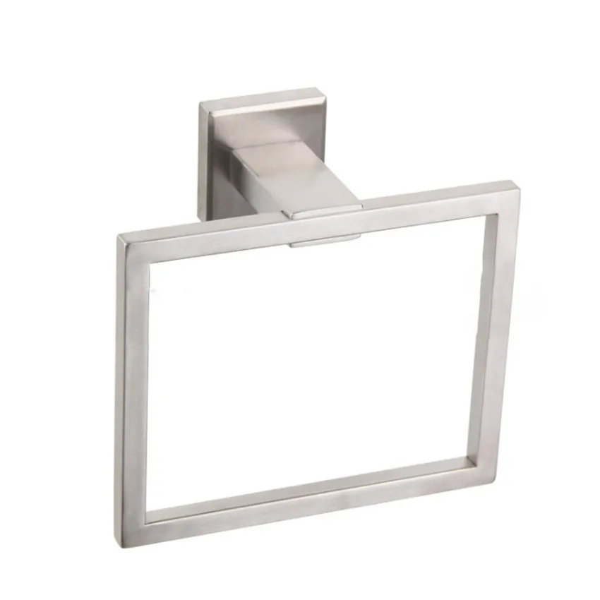 

Square Wall-Mounted Towel Rings Stainless Steel Electroplated Brushed Towel Holder For Home Bathroom Toilet Towel Hanger Rack