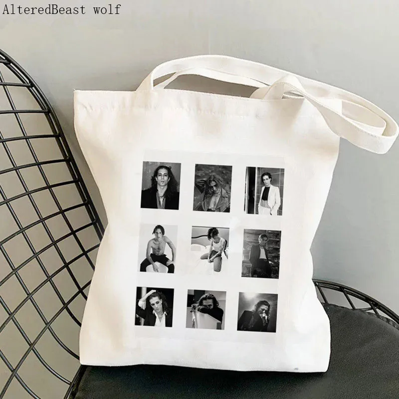 

Сумка-шоппер Damiano David Maneskin, серая сумка Харадзюку, женская сумка для покупок, холщовая сумка-шоппер, женская сумка-тоут