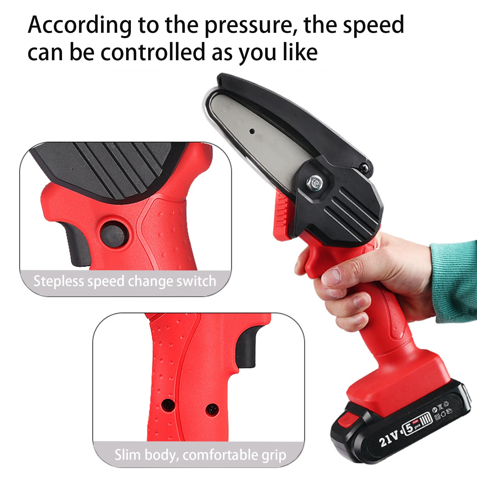 

Protable Rechargeable Saw Logging Chainsaw Chain Power Chain Saw Sharp Knife 21V5C Multifunctional US Plug 4 Inch Powerful Tools