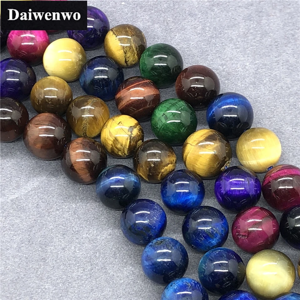 

New Mixing Assorted Color Tiger Eye Beads 4-12mm Round Natural Loose Stone Diy