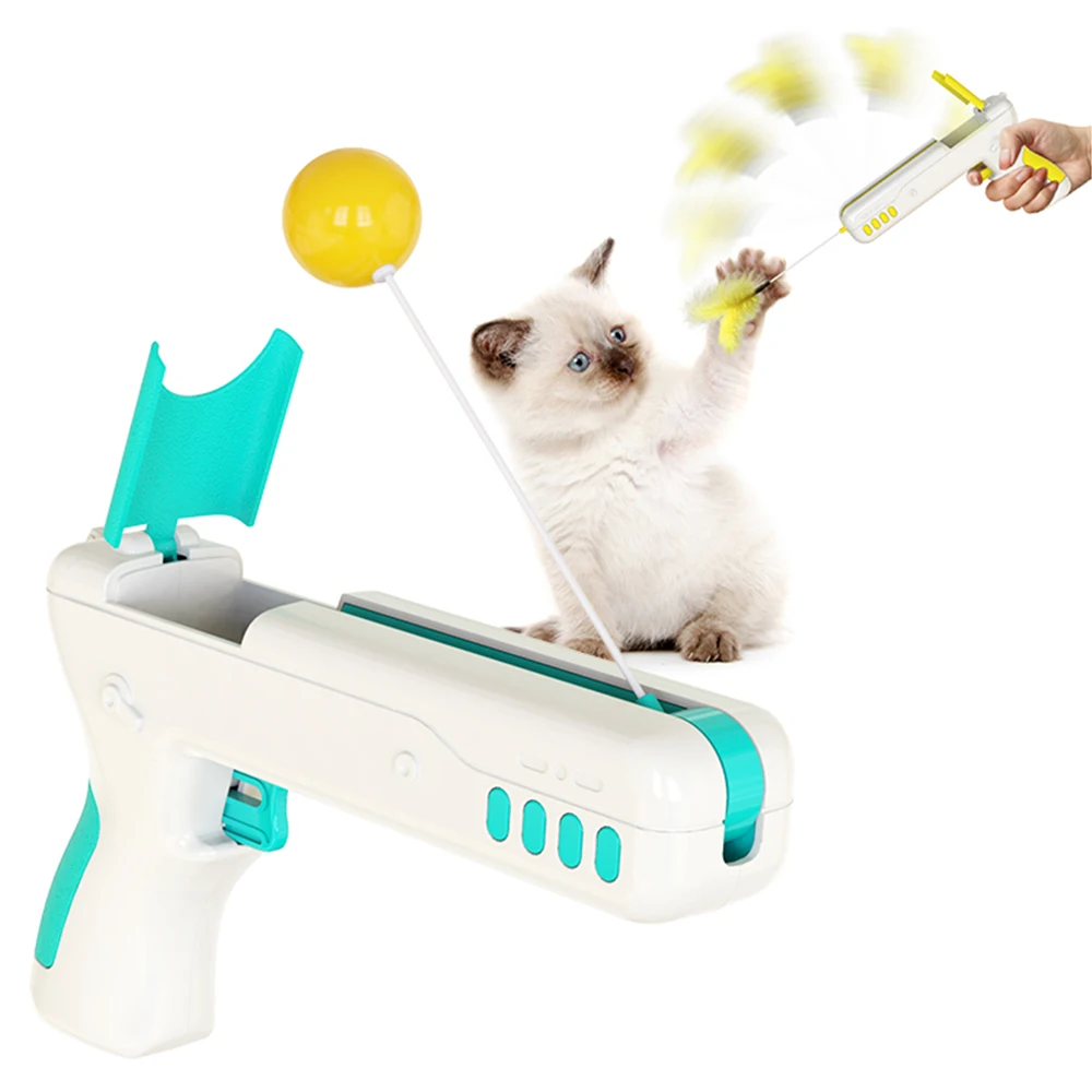 

Funny Interactive Cat Toy With Feather&Ball Original Cat Stick Gun for Kittens Puppies Small Dogs Pet Products Dropshipping