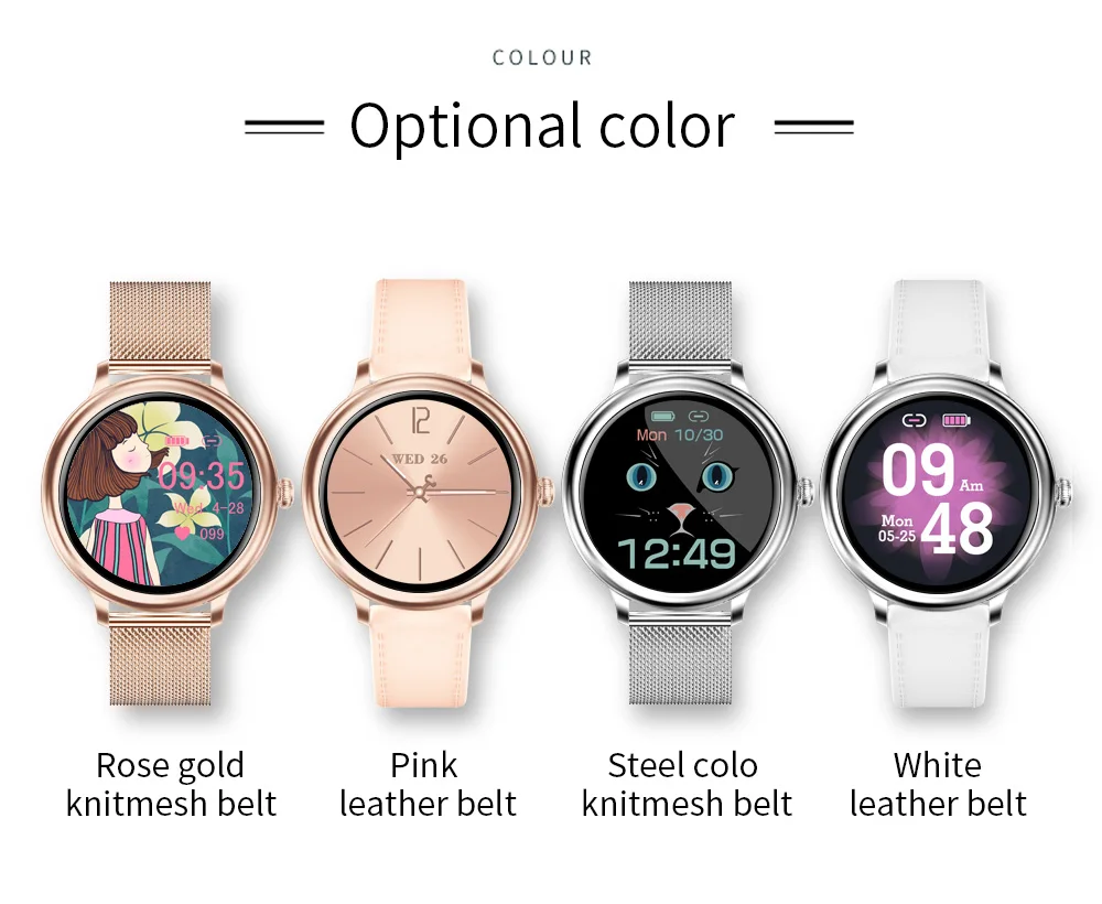 

2020 New Women Smart Watch Customize wallpaper Heart Rate Monitor Full Touch Smartwatch For Women Compatible with Android IOS