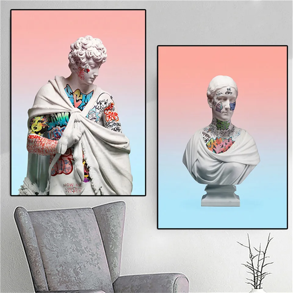 

Sculpture Graffiti Street Art Canvas Painting Poster And Prints Wall Art Statue Picture For Living Room Home Decoration