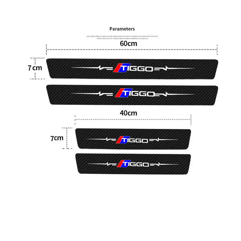 4pcs car Sticker door carbon leather Fiber Sill Plate For CHERY TIGGO 3 4 5 7 PRO 8 stickers Accessories Protector Decals - купить по