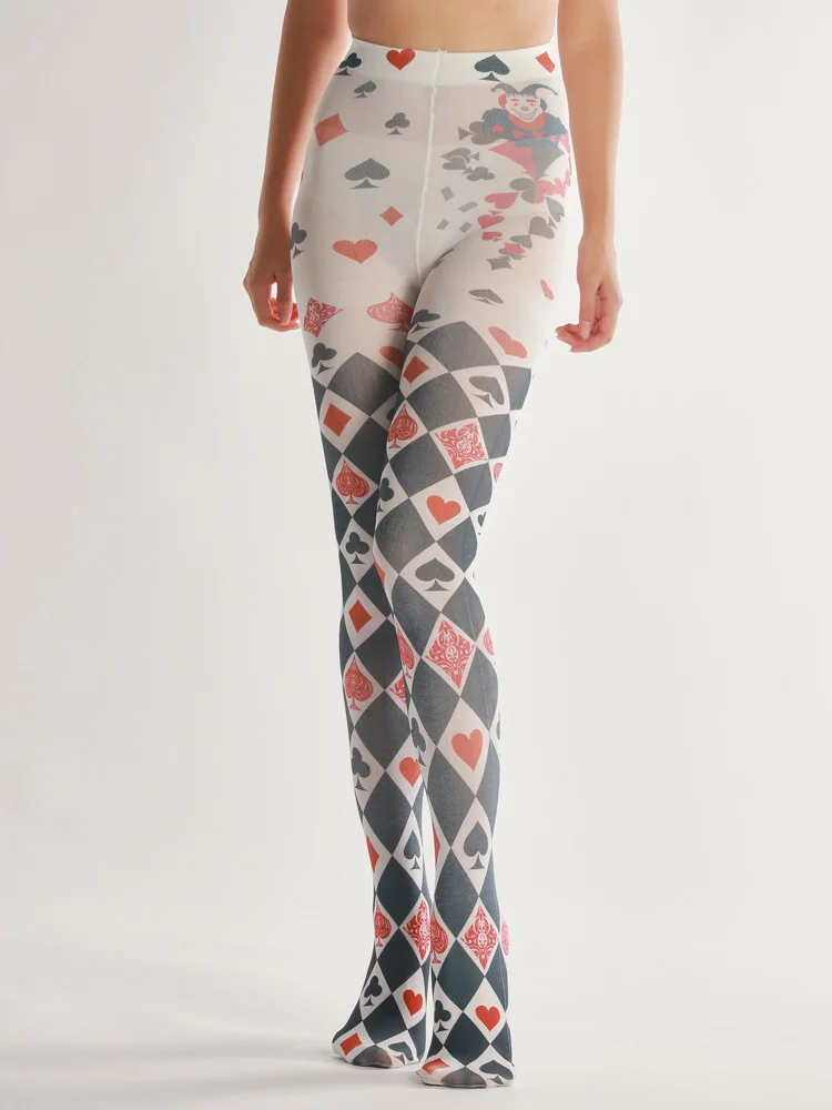 Игральные карты цифровой колготки с принтом Хэллоуин чулки для школы женщин