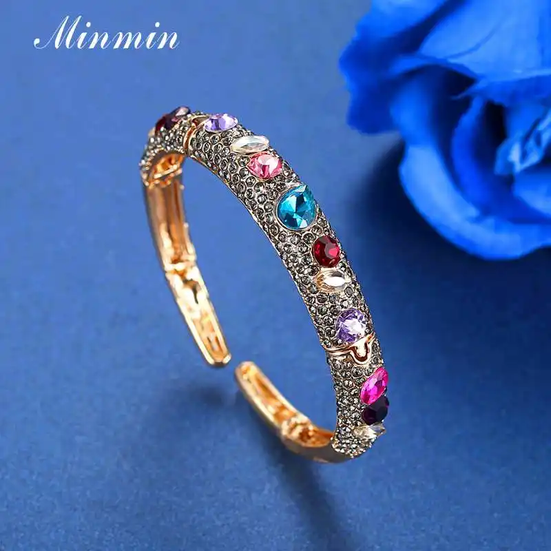 Великолепный винтажный браслет Minmin в античном цвете с яркими кристаллами для