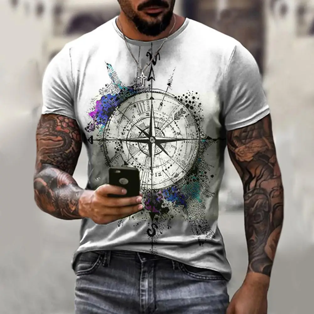 

Men's Summer 3d Printed Compass T-shirt Hip-hop Style Large Style S-4xl Size O-neck Men Sleeve Short T-shirt Clothing C1x4