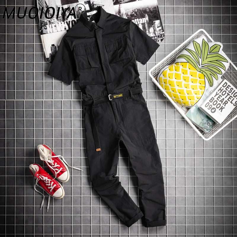 

Men Pants Solid Color Casual Jumpsuits Streetwear Joggers Short Sleeve Fashion New Summer Suspenders Men Cargo Overalls Rompers