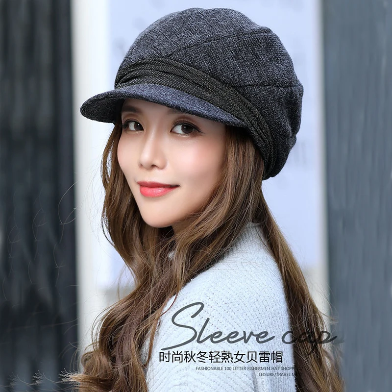2019 осенне-зимний новый корейский женский берет модный шерстяной Теплый