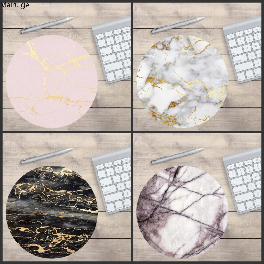 

Mairuige Rose Gold Pink on Marble New Small Size Round Mouse Pad Non-Skid Rubber Pad 200X200X2mm and 220X220m Laptop Desk Mat