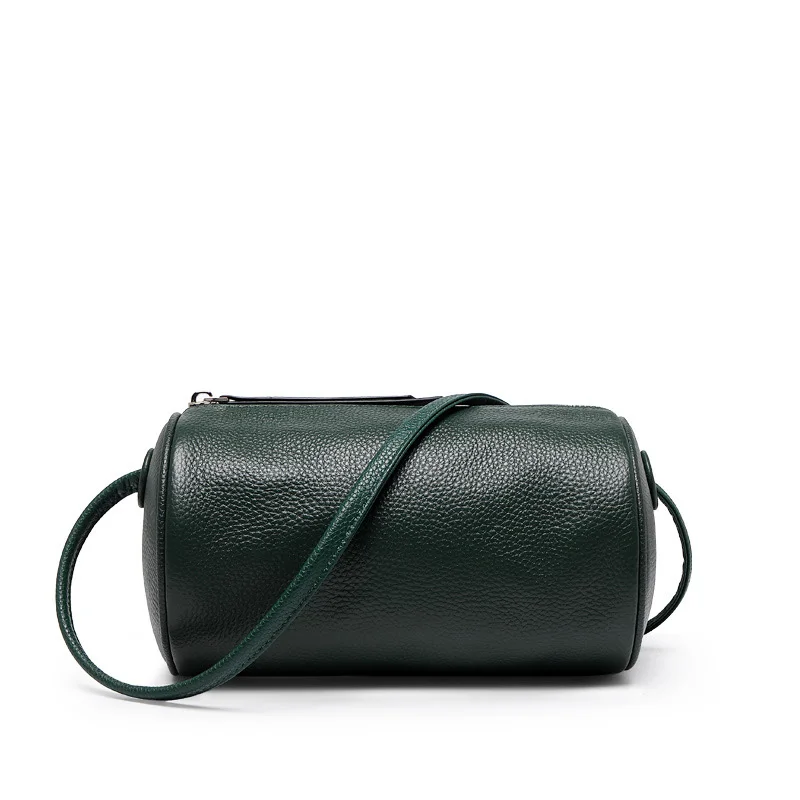 

Bag women 2020 new one-shoulder messenger bag leather handbags trend fashion top layer cowhide cylinder bag pillow bag women