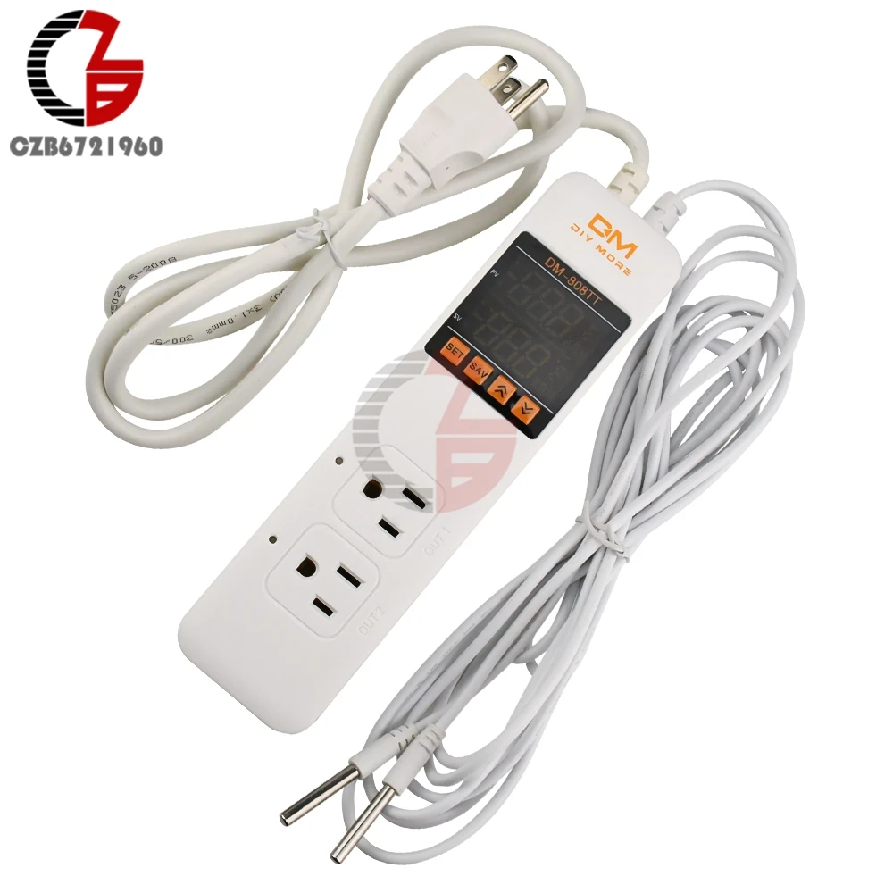 ac 85v 250v 10a dm 808tt dual temperature control alarm socket temperature controller meter intelligent electronic socket 220v free global shipping