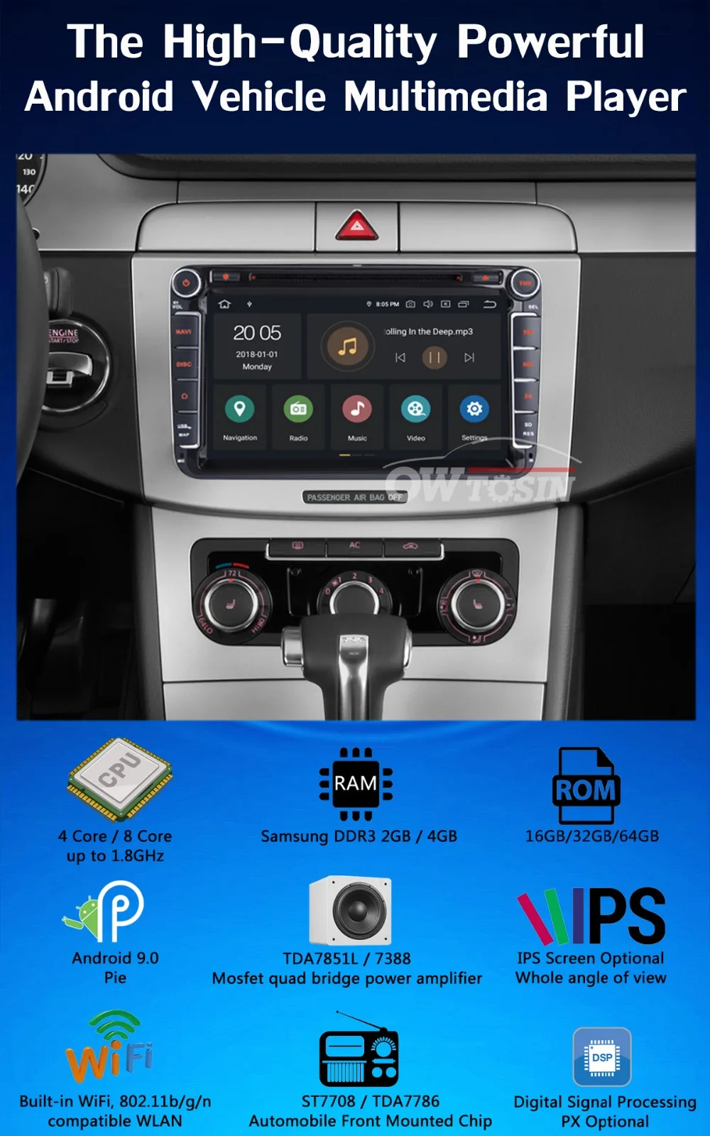 " PX6 4G ram+ 64G rom Android 9,0 автомобильный dvd-плеер для VW Caddy Sharan Amarok Scirocco polo V 6R Multivan T5 Bettle автомобильный радиоприемник
