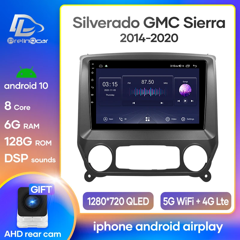 Автомобильная Мультимедийная система Prelingcar 2DIN Android 10 для Chevrolet Silverado GMC sierra 2014