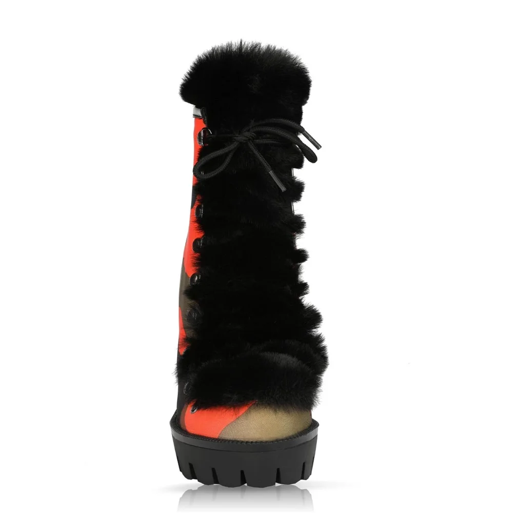 Женские ботильоны на платформе Perixir толстом каблуке со шнуровкой высоком