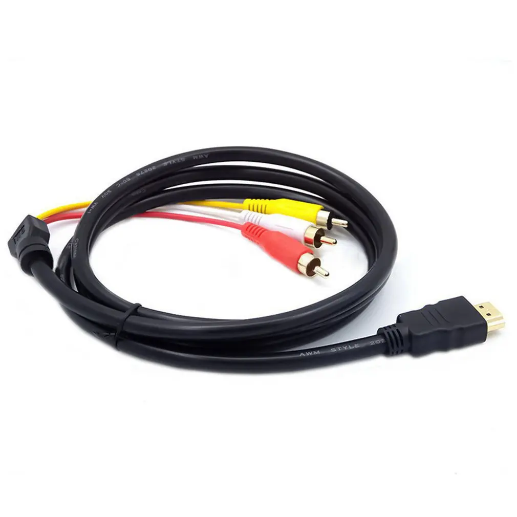 Черный с переходником SCART на 3 RCA Phono 1080p HDMI совместимый S video AV аудиокабель для